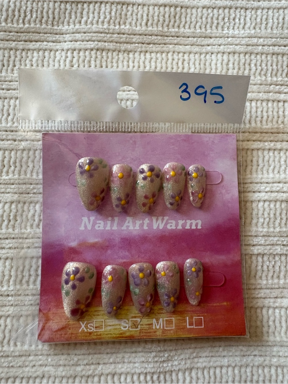 3D Painted Floral Press-On Nails Size Small